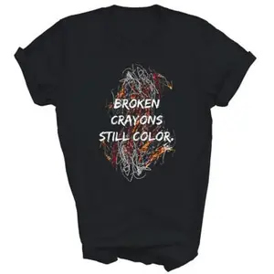 Broken Crayons Still Color Quote Graphic Tee Women Oversized Soft Cotton Crewneck Short Sleeve Casual Streetwear Trendy Everyday Outfit