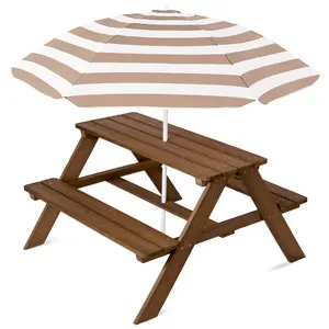Best Choice Products Kids Wooden Picnic Table, Outdoor Activity Table w/ Adjustable Umbrella, Seats Best Choice Products Kids Wooden Picnic Table, Outdoor Activity Table w/ Adjustable Umbrella, Seats