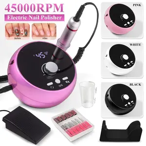 New Professional Nail File Machine 45000rpm, Electric Nail Buffer Set, Ultra Quiet, Home & Salon Use, Includes 6 Abrasives & Drill Bits