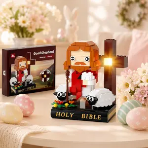 Holy Bible Jesus Building Blocks Set, 338 PCS Christian Shepherd Scene with Cross, Sheep and Flowers for Faith Gifts