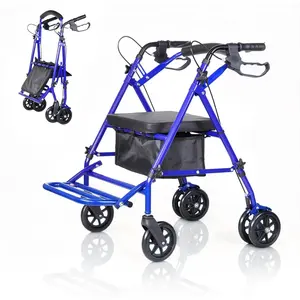 Lightweight folding wheelchair for adults - Adjustable seat and footrests - Weight capacity: 136 kg - 15 cm wheels - Under-seat storage - Medical mobility aid