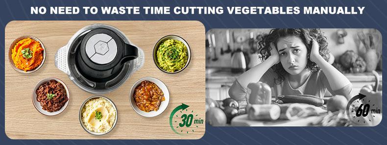 SPZTJK Auto Food Processor  Chop & Grind in 10s!  Free Dishwasher-Safe Blades+Bowls! Turbo Copper Motor for Meat/Nuts/Baby Food!