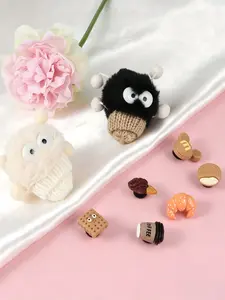 DIY 8PCS Plush Soot Sprite Croc Charms Set Cute Coffee Bread Detachable Clog Accessories Kawaii Shoe Decorations for Women Kids DIY Craft Gift