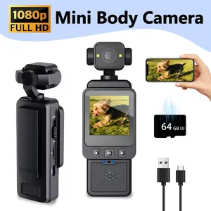 Portable Mini Video Camera Portable Handycam Premium Portable Camcorder 1080P WiFi Wireless Handheld Vlogging Camera Camcorder with IR Night Vision 180° Rotating Lens 64GB SD Card for Vloggers Travel Recording