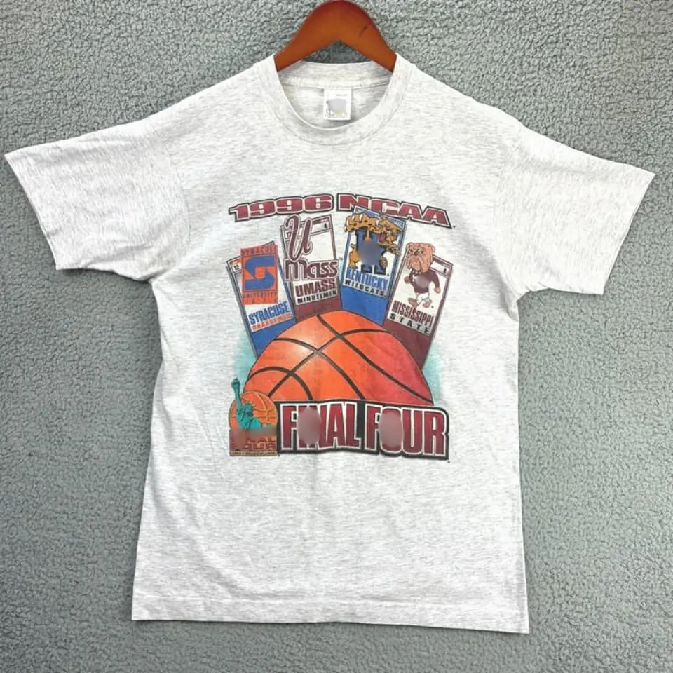 [ SALE OFF 50%] Vintage 1996 Final Four T-Shirt Mens Gray Kentucky Syracuse UMass MSU Classic Menswear