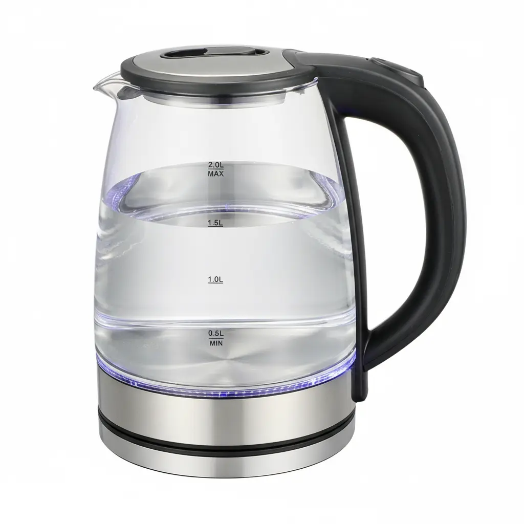 Electric Kettle Water Boiler, 2.0L Electric Tea Kettle, WideOpening Hot WaterBoiler with LED Light, Auto Shut-Off &Boil DryProtection, Glass Black Household boil-drykeepwarm Kitchen Appliances Automatic Steel outdoorfun