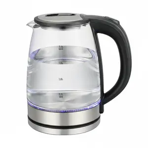 Electric Kettle Water Boiler, 2.0L Electric Tea Kettle, WideOpening Hot WaterBoiler with LED Light, Auto Shut-Off &Boil DryProtection, Glass Black Household boil-drykeepwarm Kitchen Appliances Automatic Steel