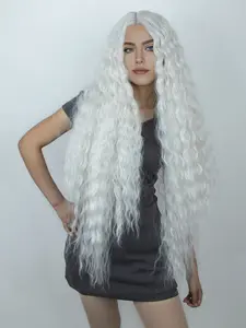 42 Inch Platinum Blonde Synthetic Lace Front Wig, Lace Frontal Wig, Big Body Wave, High Density, Soft & Flowy, 13x4 Natural Hairline, Breathable & Comfortable Fit, Perfect for Daily Wear, Cosplay, Party & More