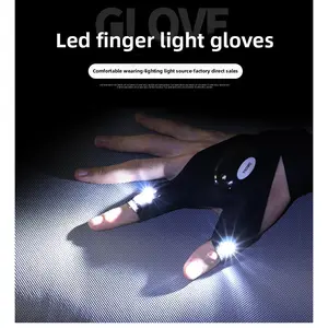 LED flashlight lighted fishing gloves repair lighting finger light winter outdoor night fishing half finger gloves