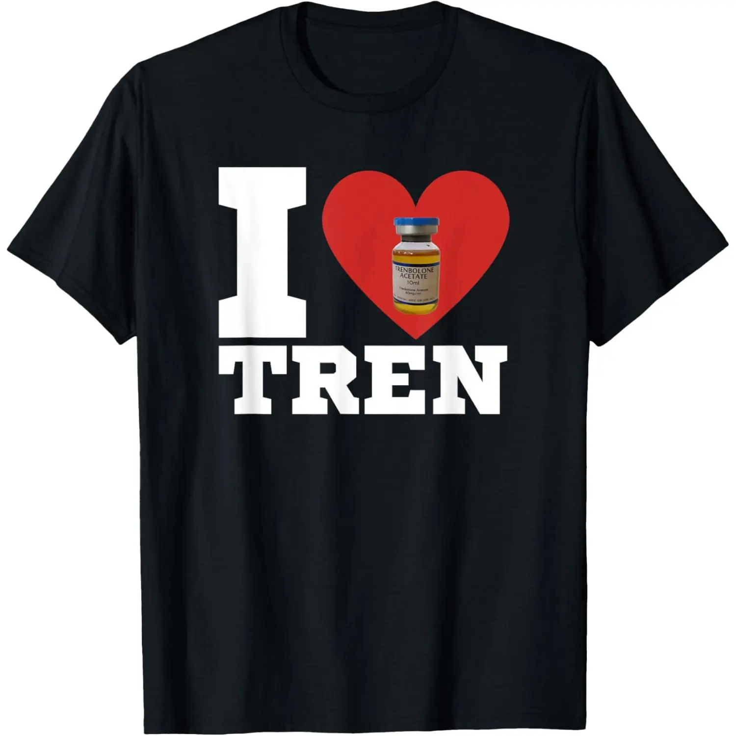 Men's "I Love Tren" Funny Gym T-Shirt - Comfy Relaxed Fit Cotton Streetwear, Breathable Shortsleeve Graphic Tee Made in USA, Menswear, Casual, Soft