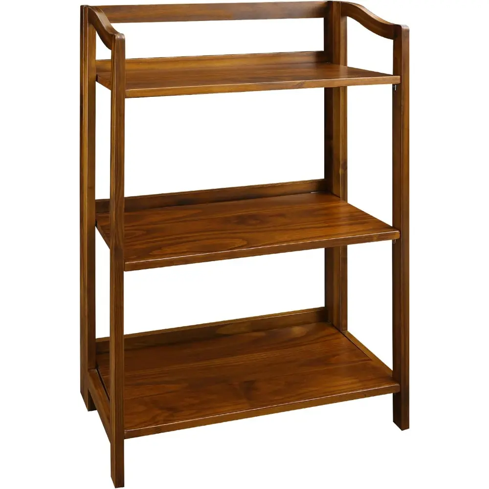 3-layer folding bookcase-warm brown