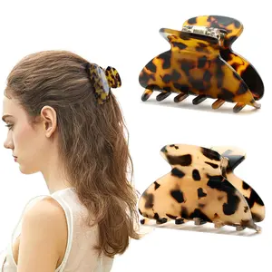 2Pcs Small Medium Tortoise Shell Hair Claw Clips for Women Suitable for Thin Fine Medium Thick Hair