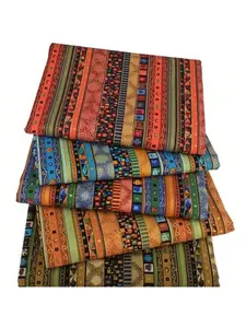 5 Pcs/Set Colored Printing Fabrics Style Pattern Striped Bronzing Handmade Patchwork Set Soft Breathable Diy Printed Cloth