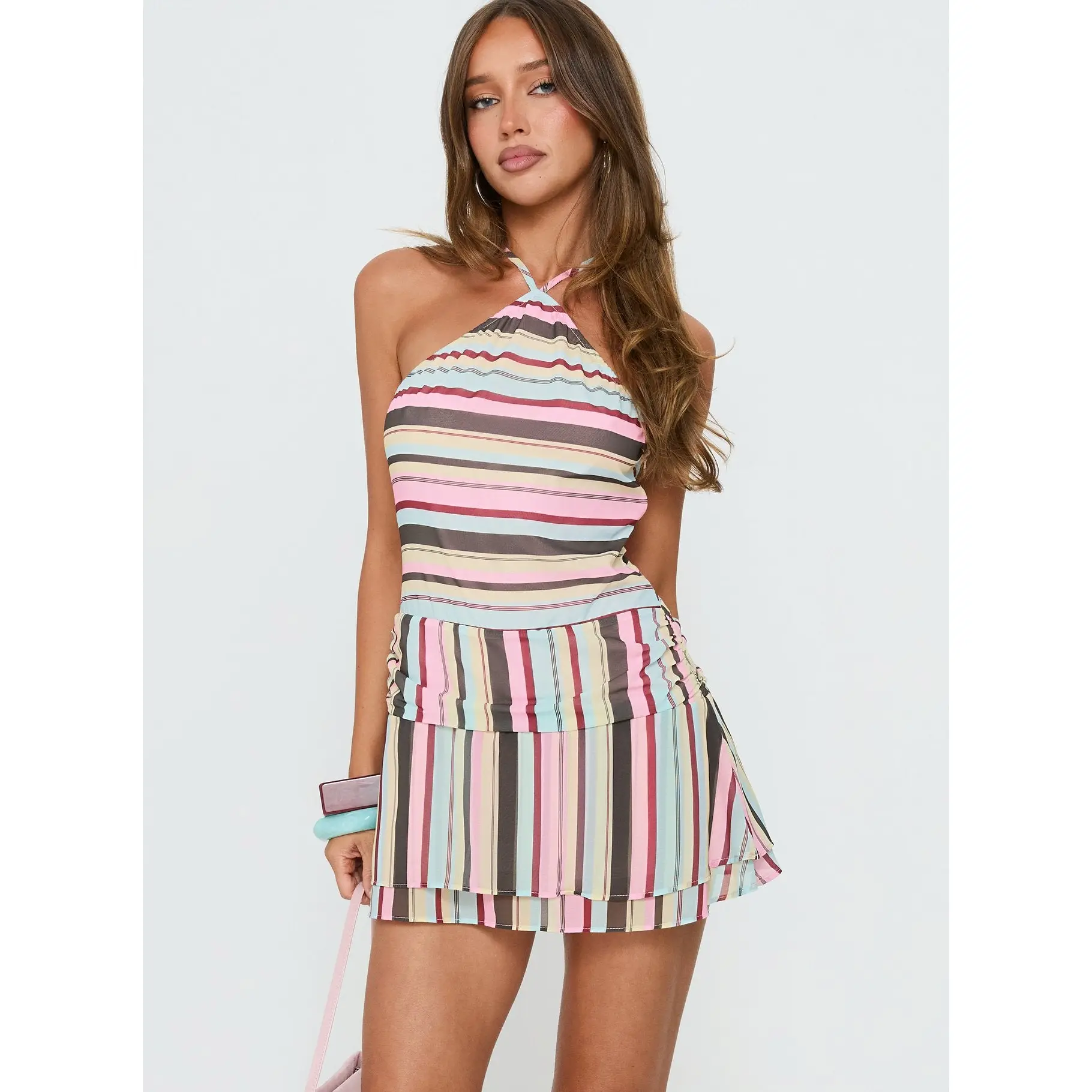Kylianne Arrowneck Romper Multi Stripe