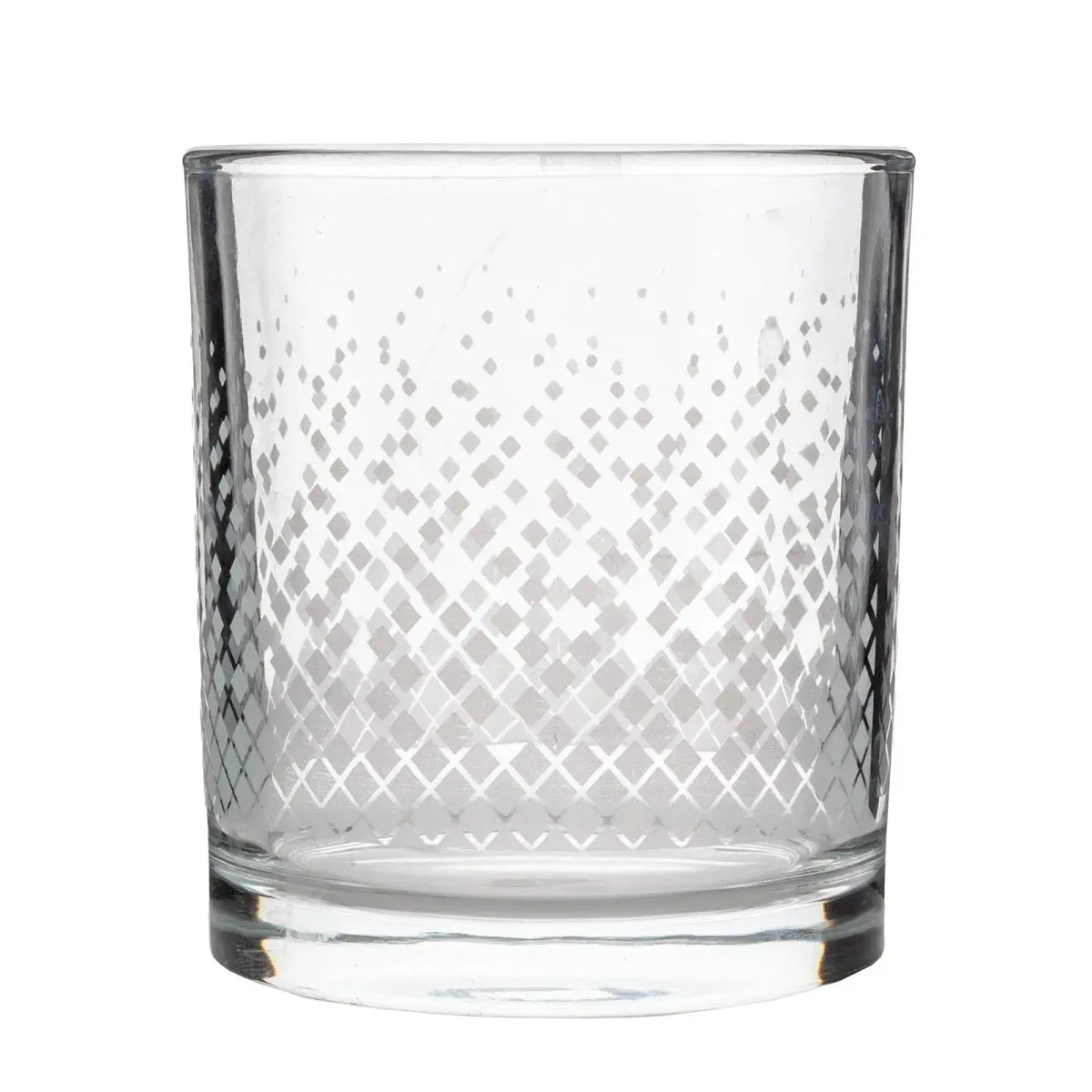 BARCONIC® 10oz Solid Durable Retro Silver Diamond Etched Old Fashioned Cocktail Glass - Weighted Base Home Bar Drinkware for Whiskey, Craft Bars, Drinkware Must Haves