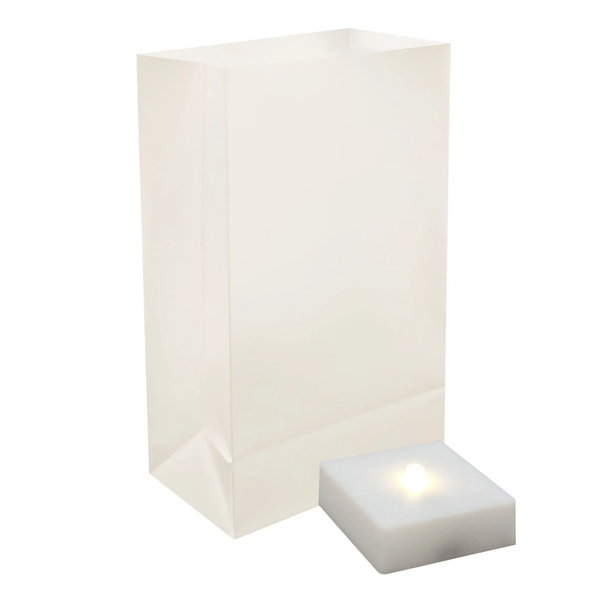 LumaBase 6-Piece Rectangle Plastic LED Lantern Set - Battery-Operated Luminaria with LED Pod Lights, Waterproof Outdoor Decorative Lights, Dry Battery Power (3 AA), 3.125"x3.125"x1.3" & 6"x3.5"x10", for Christmas Driveways