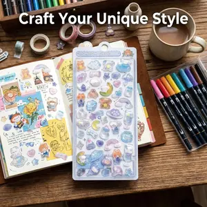 3D Cartoon Starry Sky Dog Embossed Sticker, High-Quality Printed Decal for Scrapbooks, Notebooks, Phone Decoration