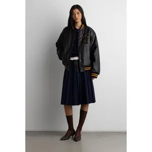 VEGAN LEATHER LETTERMAN BOMBER JACKET