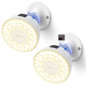 Barrina Orbgrow OG03C Rechargeable Puck Grow Light, 4000K Full Spectrum, Cordless Magnetic Plant Light with Timer, for Indoor Plants, White 2 Pack