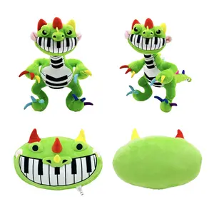 "Cute Green Piano Dinosaur Plush Toy - Soft Stuffed Animal with Keyboard Teeth & Colorful Claws | Fun Musical Gift for Kids, Game Fans & Home Decor"