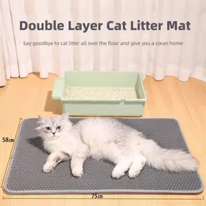 Extra-Large, Double-Layer Cat Litter Mat - Anti-Tracking, Splash-Proof, Non-Slip, and Scratch-Resistant - Litter-Catching and Filtering Pad