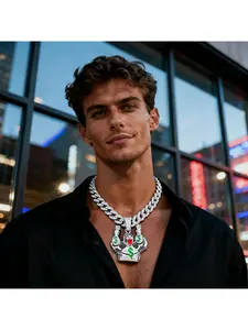 Hip-hop cartoon character gorilla money bag personalized trendy pendant handmade oil painting pendant necklace