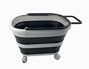 SAMMART 17L (4.5 Gallons) Collapsible Plastic Laundry Basket with Handle & Wheels-Foldable Pop Up Storage Container/Organizer with wheels-Portable Washing Tub-Space Saving