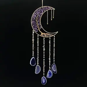 Agate Wall Hanging Color Gem Dream catchers Home Decor Room Window Garden Wind Chimes Dream Catcher 7 Chakra Gemstone Wall Decor