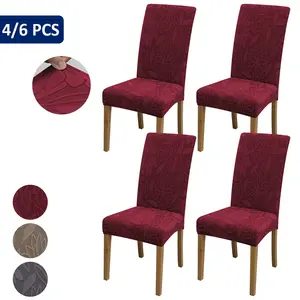 4/6 Piece Camellia Jacquard Dining Chair Covers, Elastic Washable Fabric, Suitable for Living Room Bedroom Restaurant Office Home Decor, Stretch Chair Slipcovers
