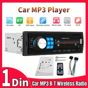 1Din Car MP3 Player with Wireless, Wireless FM Radio, USB/TF/AUX, Fast Charger & LCD Screen - Hands-Free Calling, Steering Wheel Control Compatible, Plug & Play Multimedia Stereo for All, Trucks, SUVs