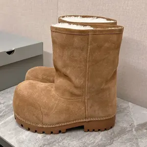 Medium Flatform Winter  Boot Faux Suede Camel Winter Boot