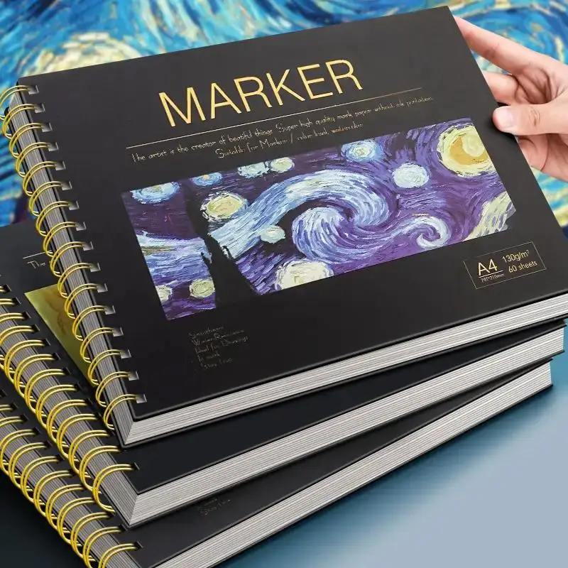 A4 Paint Markers Drawing Book, 60 Sheets Student Art Sketchbook Girl Toy, Boy Toys Drawing Coil Book As Birthday Gift