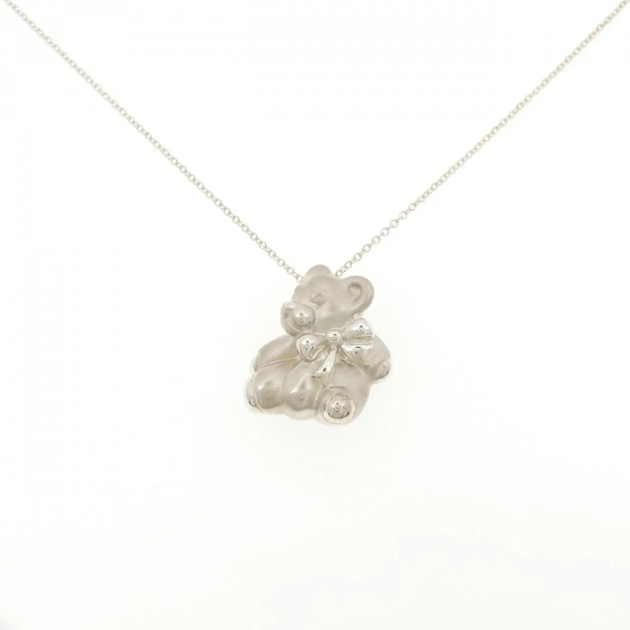 Pre-owned Tiffany & Co. Sterling Silver 925 (Ag925) Small Leather Goods Bear 925 Silver Necklace
