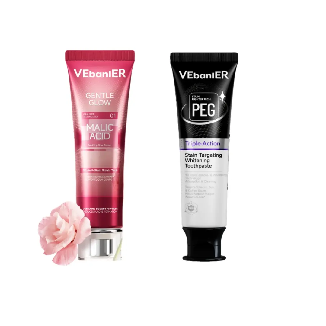 VEBANLER Malic Acid & PEG toothpaste Set Gentle Whitening Fights Plaque Freshness Oral Care#dealsforyoudays