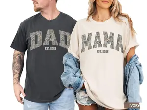 Camo Mama Dad Shirt, Comfort Colors, Matching Mom & Dad TShirts, Pregnancy Announcement, Mother's Day Gift for Mom, Dad Gift, Christmas Gift, Gift for Women for Men