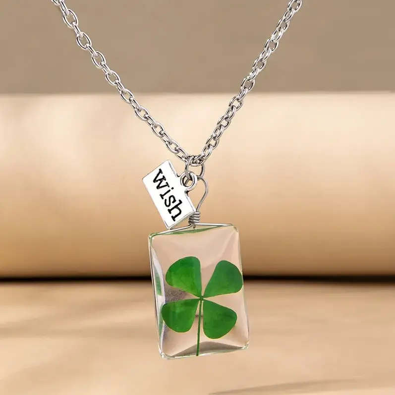 Four (4) Leaf Clover Lucky Necklace, Wish Pendant