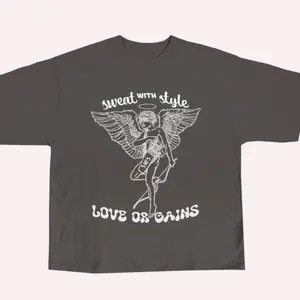 Love or Gains T SHIRT Crew Neck Cotton Gray