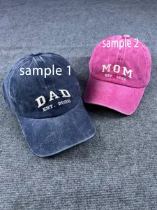 Mom Dad Est 2026 Hats – Matching Couple Dad Caps, Vintage Washed Embroidered Baseball Hats