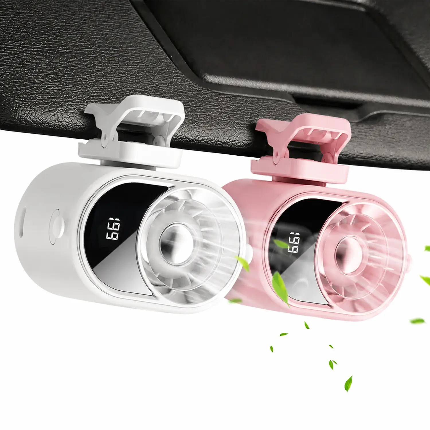 Car Clip-On Fan with LED Display, USB Rechargeable Portable Fan, 360° Rotating, 4-Speed Adjustable Airflow, Hands-Free Personal Cooling Fan for Car, Truck, Camping & Travel, Father's Day Gift