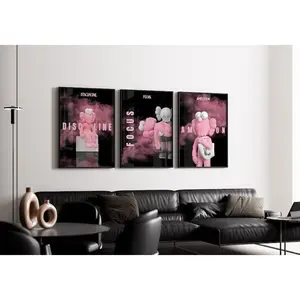 Set of 3 Black and Pink HypeBeast Poster, Motivational Wall Art, Cool Wall Art