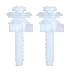2 Pack Universal Toilet Seat Screws Replacement Kit, Plastic  Toilet Seat Hinge Bolt Screws with Plastic Nuts and Washers  Kit, White