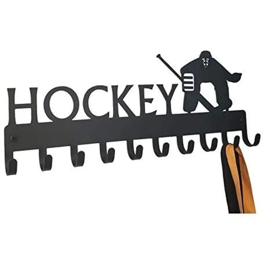 Ice Hockey Goalie Medal Hanger Rack Wall Mounted Hook Up Medals and Awards Coat Hanger Pretty Artwork Shape Decoration Wall Mounted Organizer- 14.5 Inches with 10 Hooks
