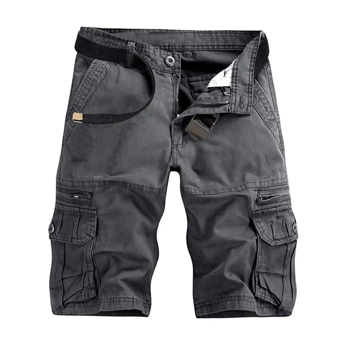 Men's Cargo Shorts Relaxed Fit, Cotton Twill Work Shorts, Outdoor Lightweight Casual Shorts for Men with Pockets(No Belt)