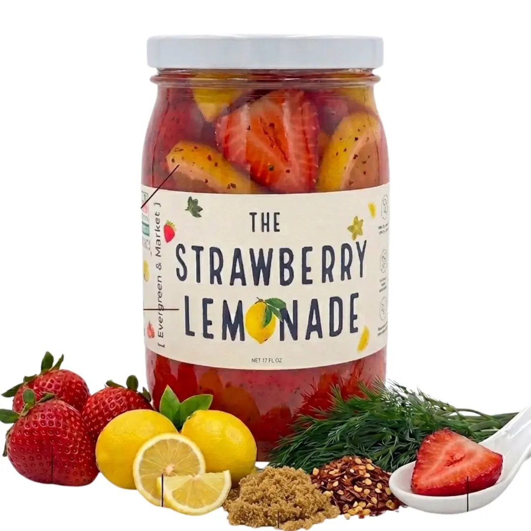 Pickled Strawberries & Lemons Gourmet Treat - Sweet-Citrusy Cocktail Garnish & Snack - 17 oz Jar, Dessert