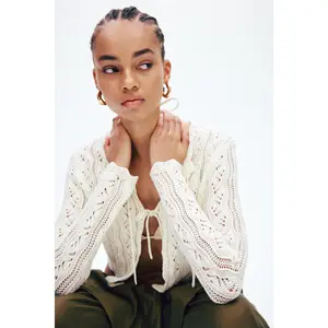 H&M Pointelle-knit tie-front cardigan H&M Pointelle-knit tie-front cardigan