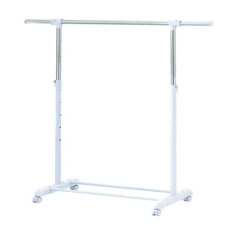 Adjustable Rolling Garment Rack Metal Chrome White with Wheels for Easy Movement