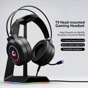 Stereo gaming headphones for PS4, PC, Xbox One, PS5 game console, PC and laptop, headphones with microphone, LED lights, 7.1 surround stereo, wired headphones, RGB lighting, USB-A, high-resolution studio monitoring/mixing/DJ stereo headphones