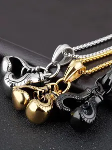 2026 New Vintage Fitness Boxing Gloves Titanium Steel Necklace, Engraved Bold Fashion Punk Pendant, Accessory for Men and Women, Modern Fashion Accessories