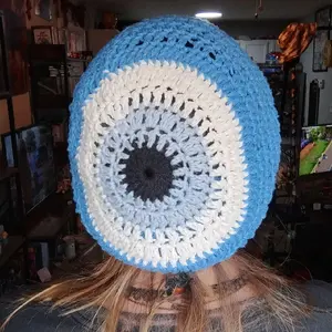 Evil Eye Crochet Beanie Hat