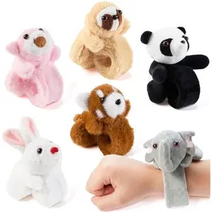 6PCS Animal Plush Bracelets, Stuffed Animals Slap Bracelet, Happy Tappers Slap Bracelet for Boys Girls Party Favors, Classroom Rewards, Birthday Gifts, Stocking Stuffer for Kids